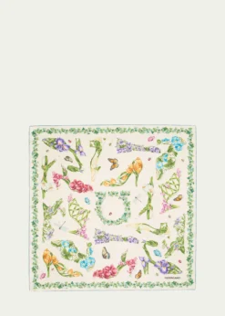FerragamoEden Shoes-Print Silk Scarf