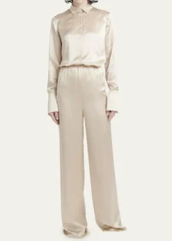 FerragamoFluid Wide-Leg Viscose-Satin Pants
