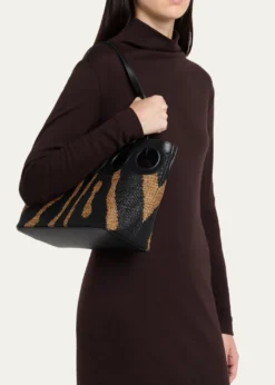 FerragamoGancini Outline Tote Bag in Raffia and Leather