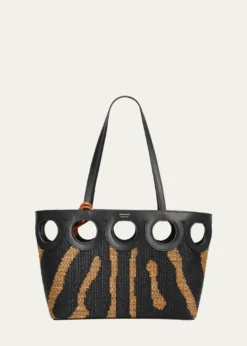 FerragamoGancini Outline Tote Bag in Raffia and Leather