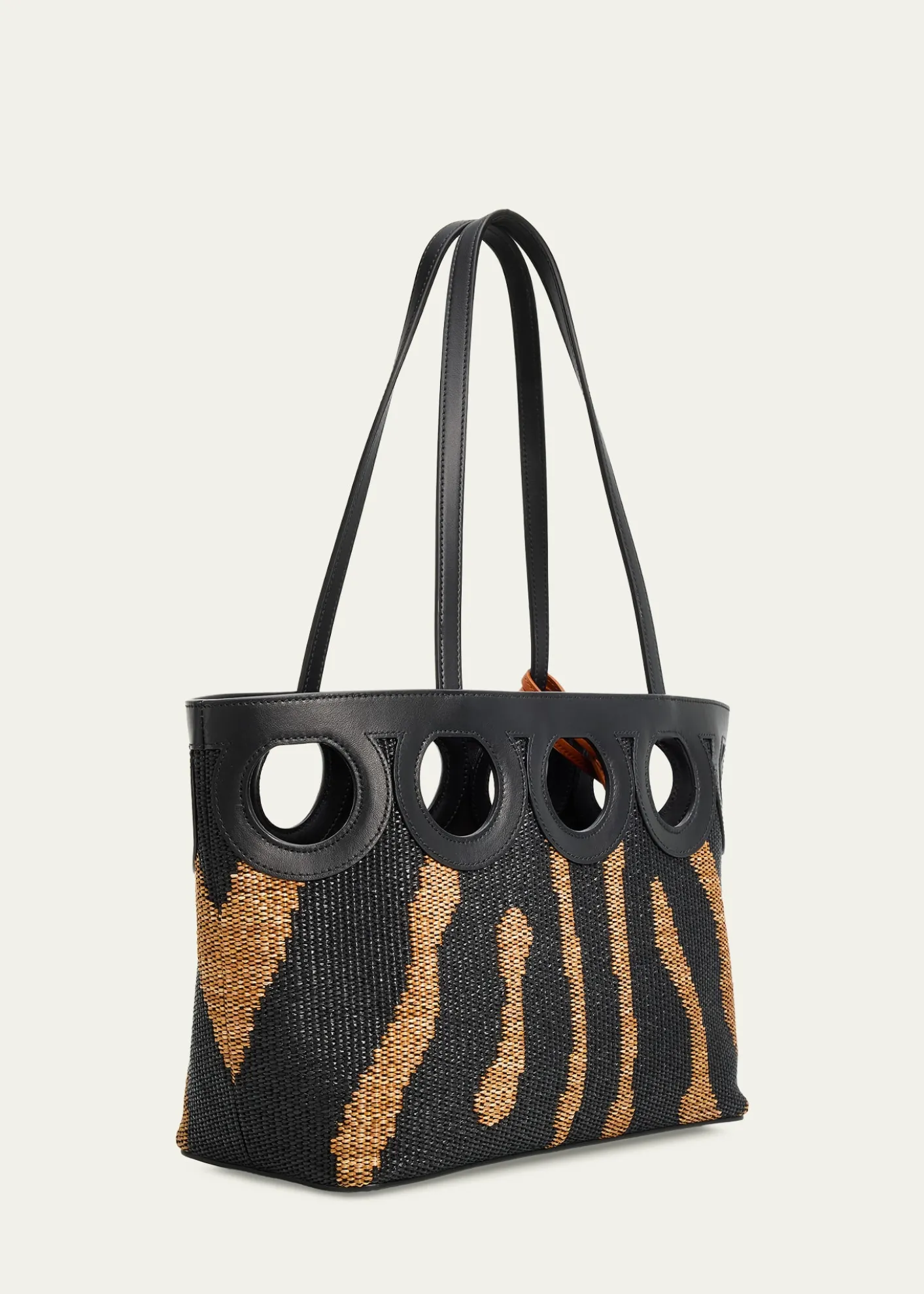 FerragamoGancini Outline Tote Bag in Raffia and Leather