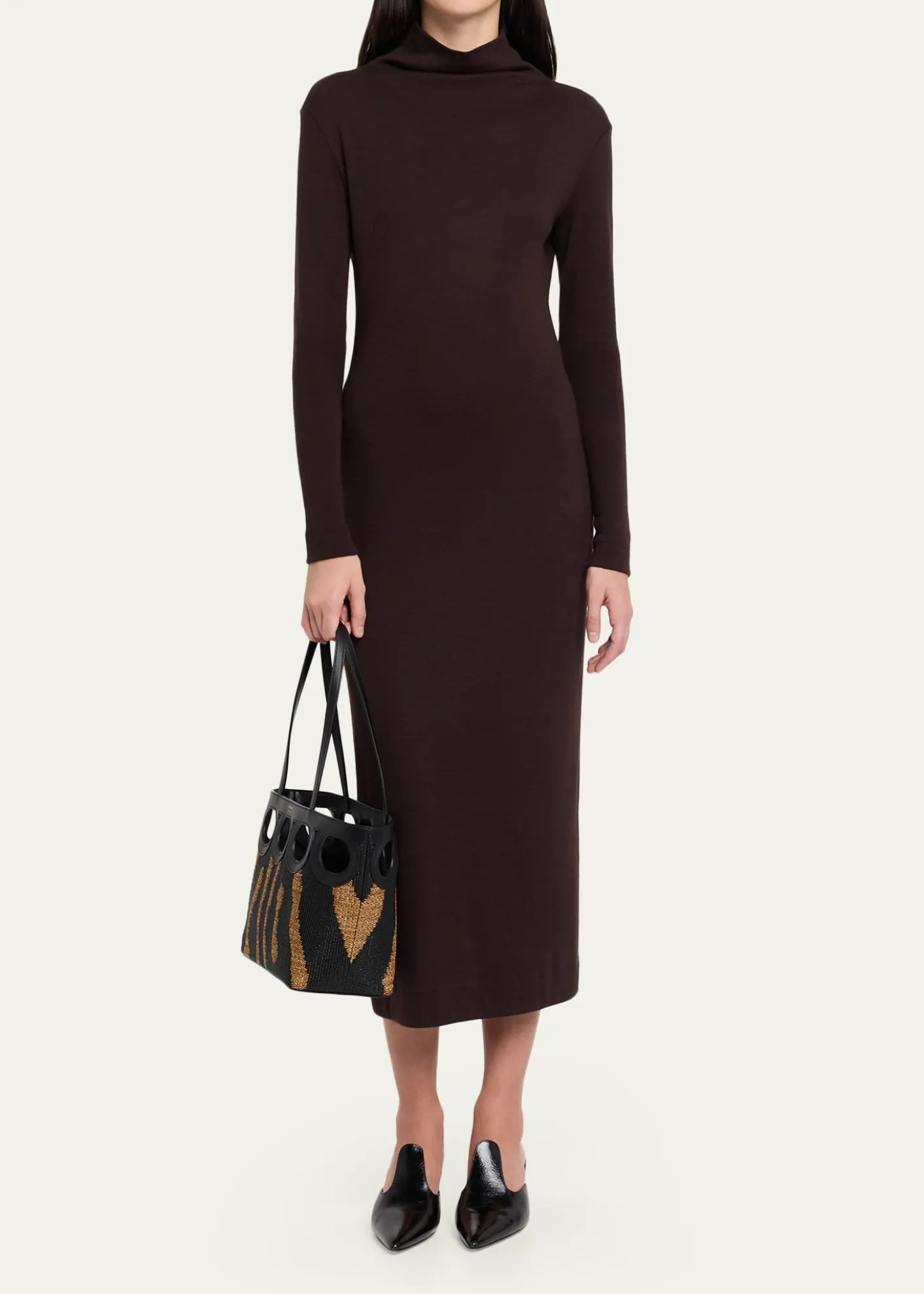 FerragamoGancini Outline Tote Bag in Raffia and Leather