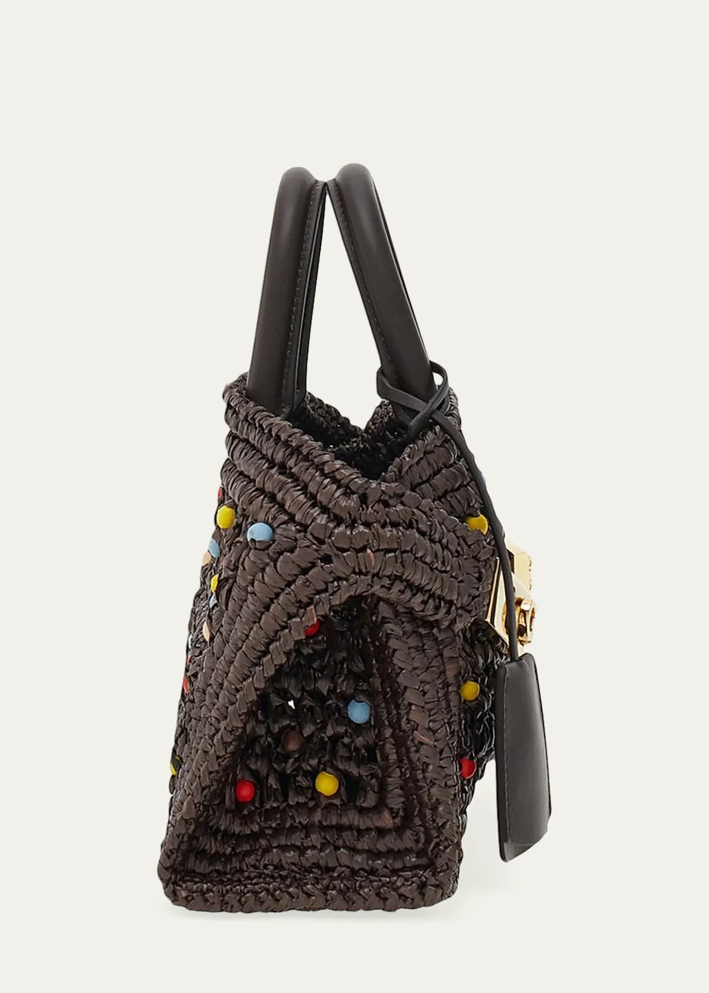 FerragamoHug Beaded Raffia Top-Handle Bag
