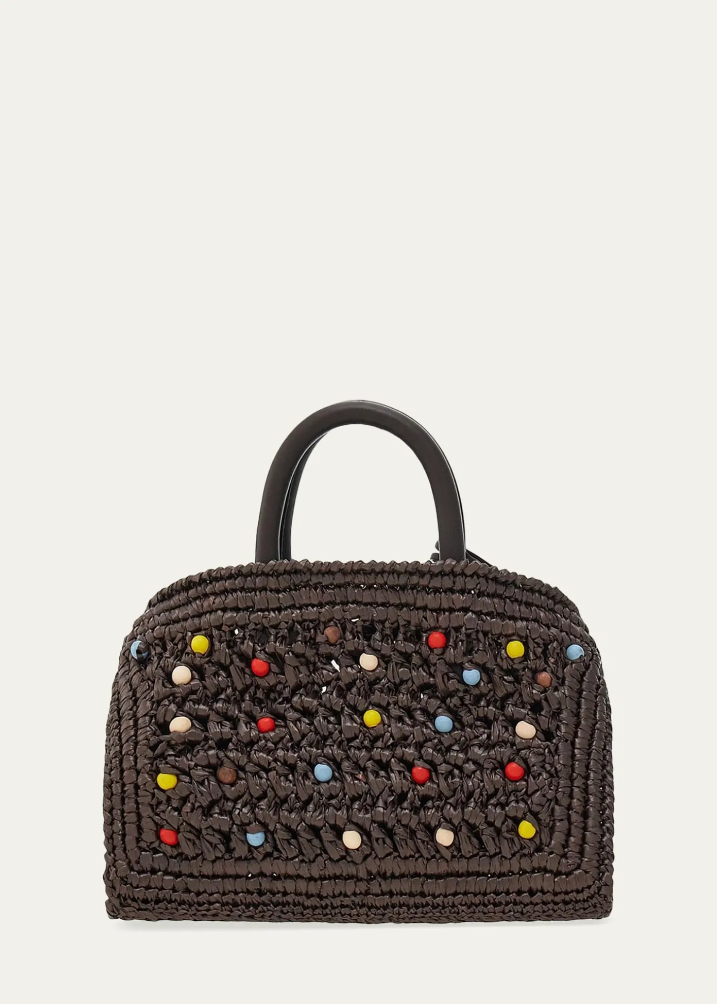 FerragamoHug Beaded Raffia Top-Handle Bag