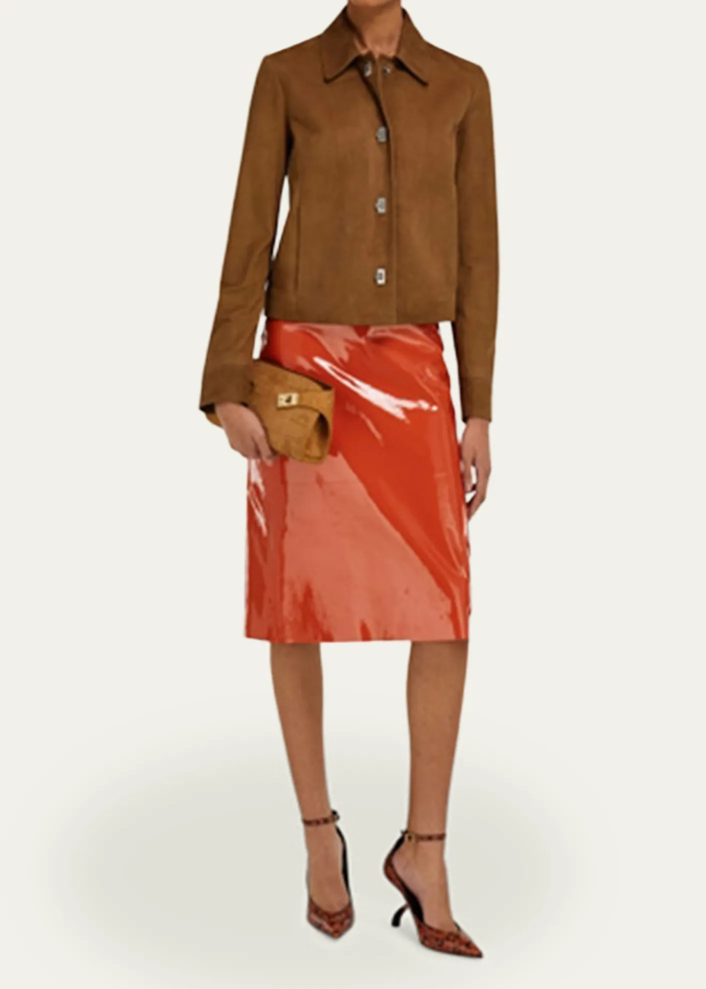 FerragamoHug Croc-Embossed Suede Clutch Bag
