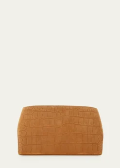 FerragamoHug Croc-Embossed Suede Clutch Bag