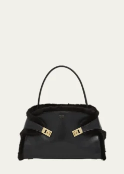 FerragamoHug Leather & Shearling Shoulder Bag
