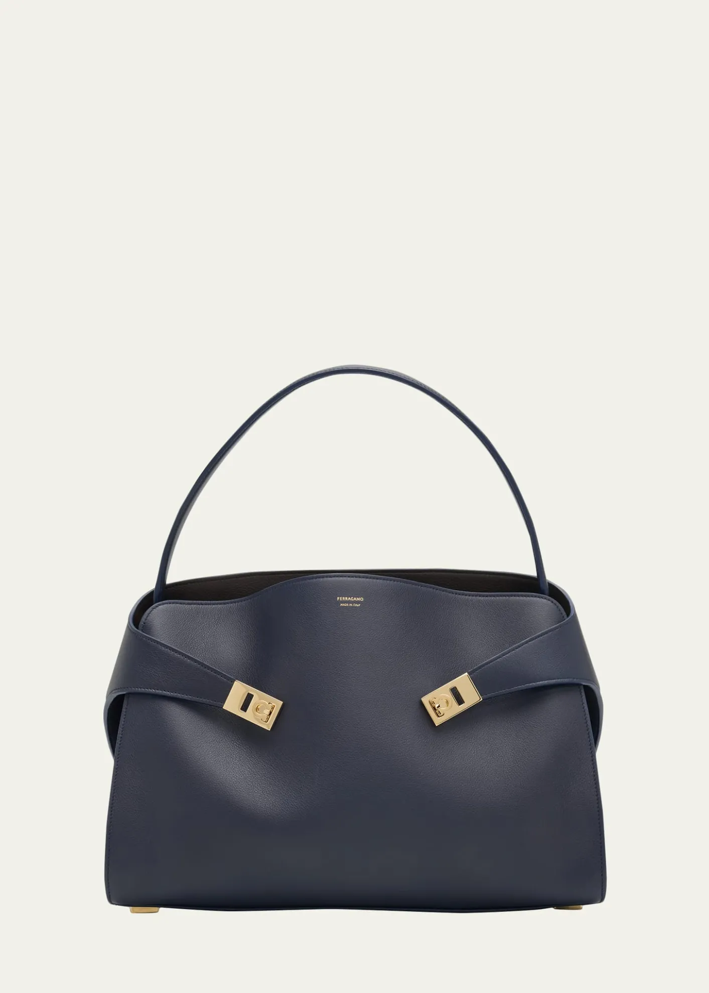 FerragamoHug Medium Soft Bicolor Leather Shoulder Bag