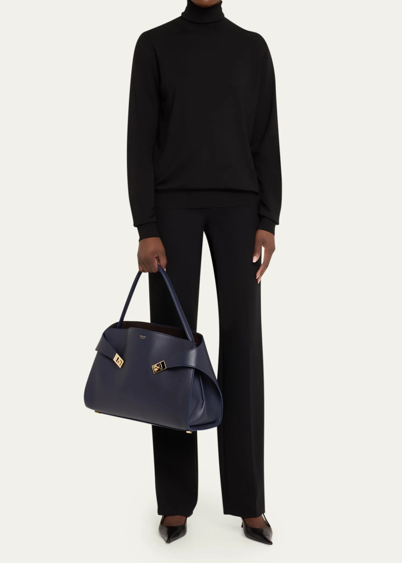 FerragamoHug Medium Soft Bicolor Leather Shoulder Bag