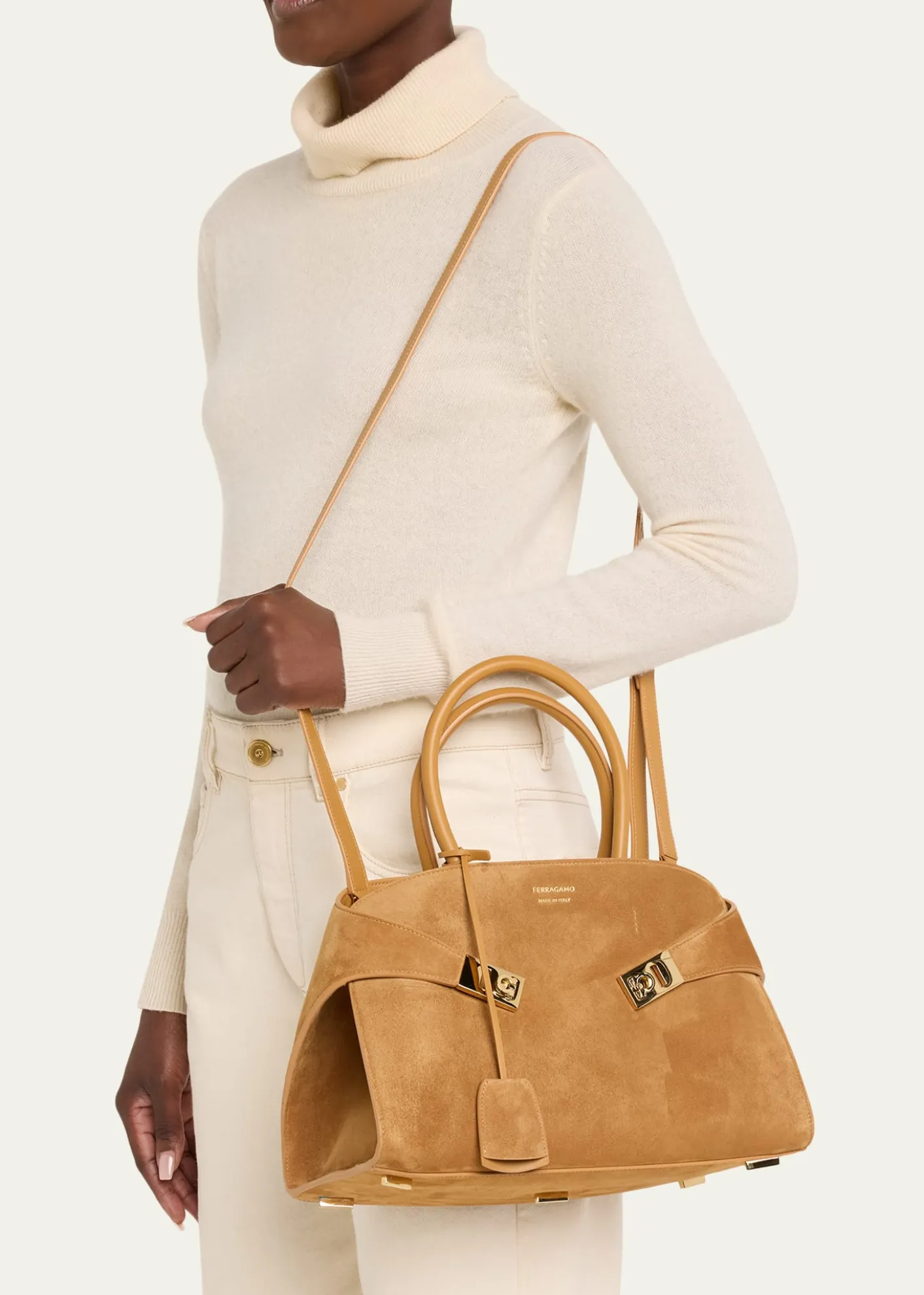 FerragamoHug Medium Suede Handbag
