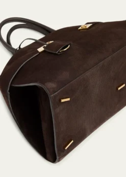 FerragamoHug Suede Corduroy Top-Handle Bag