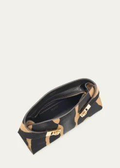 FerragamoHug Zebra-Print Calf Hair Shoulder Bag