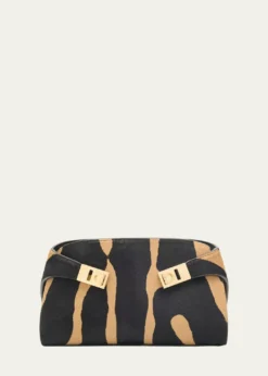 FerragamoHug Zebra-Print Calf Hair Shoulder Bag