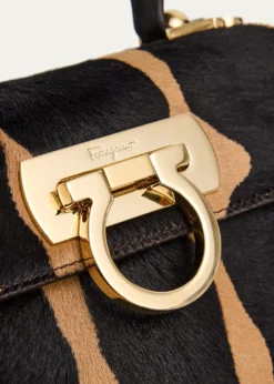 FerragamoIconic Zebra-Print Ponyhair Small Top-Handle Bag