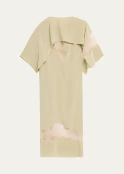 FerragamoLace-Inset Envers Silk Capelet Midi Dress