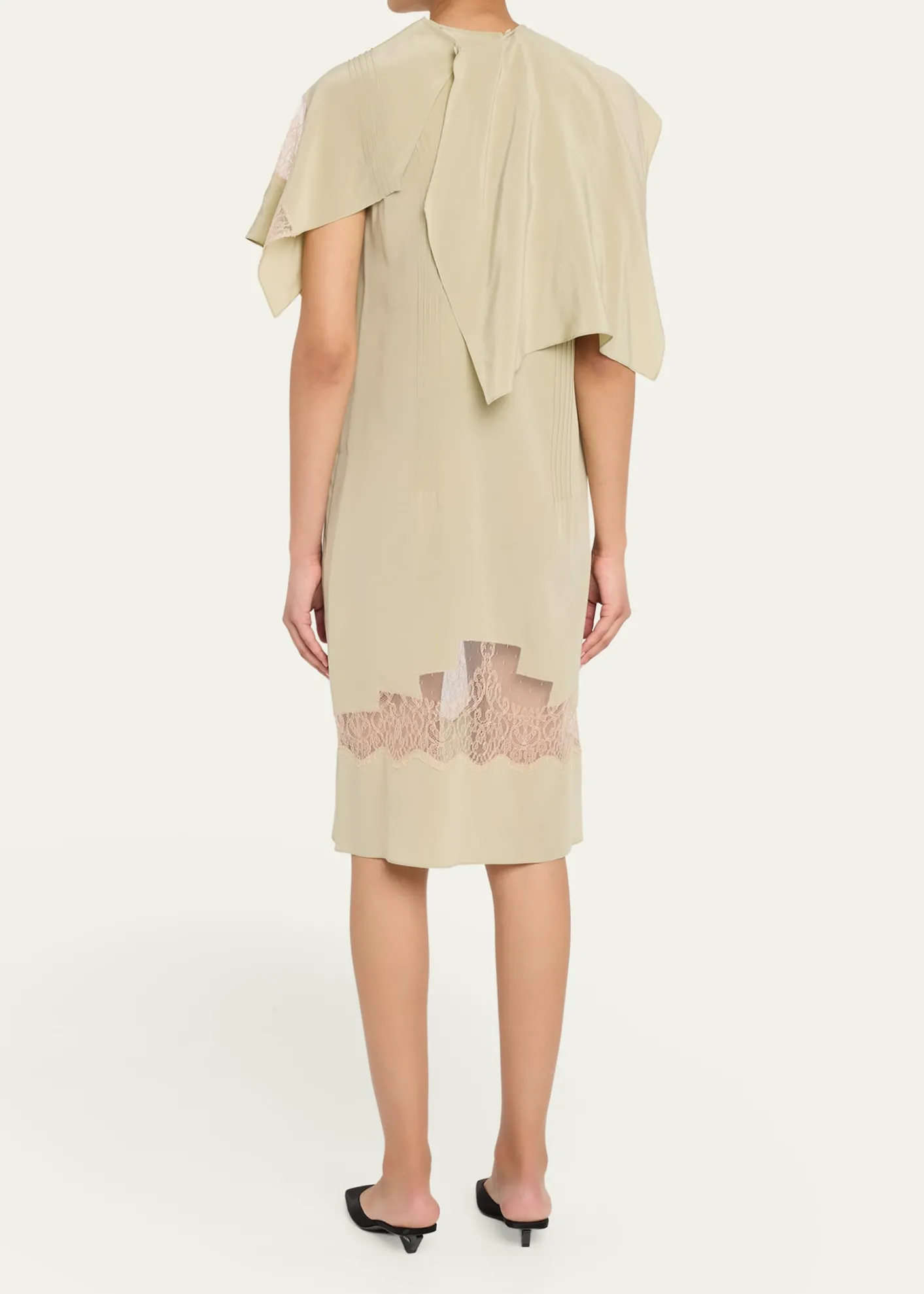 FerragamoLace-Inset Envers Silk Capelet Midi Dress