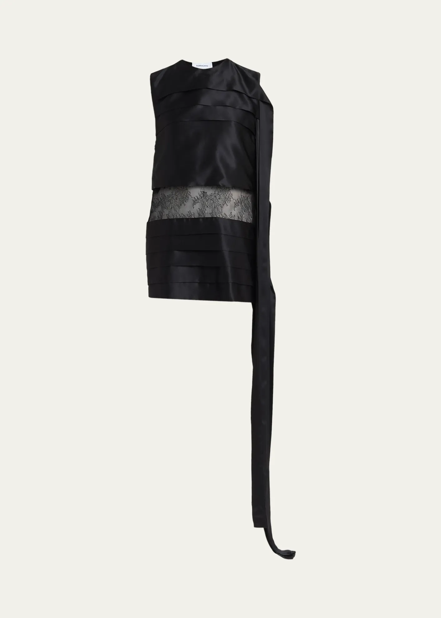 FerragamoLace-Inset Tiered Silk Mini Dress
