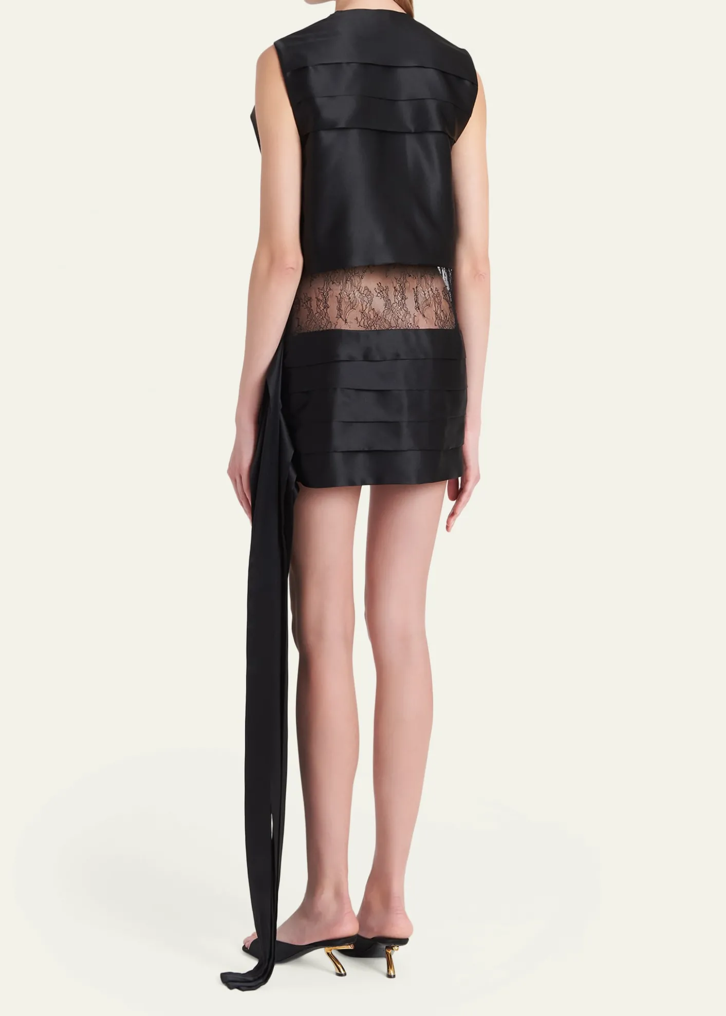 FerragamoLace-Inset Tiered Silk Mini Dress