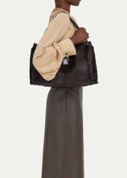 FerragamoLarge Mink-Effect Fur & Leather Tote Bag