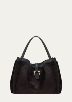 FerragamoLarge Mink-Effect Fur & Leather Tote Bag