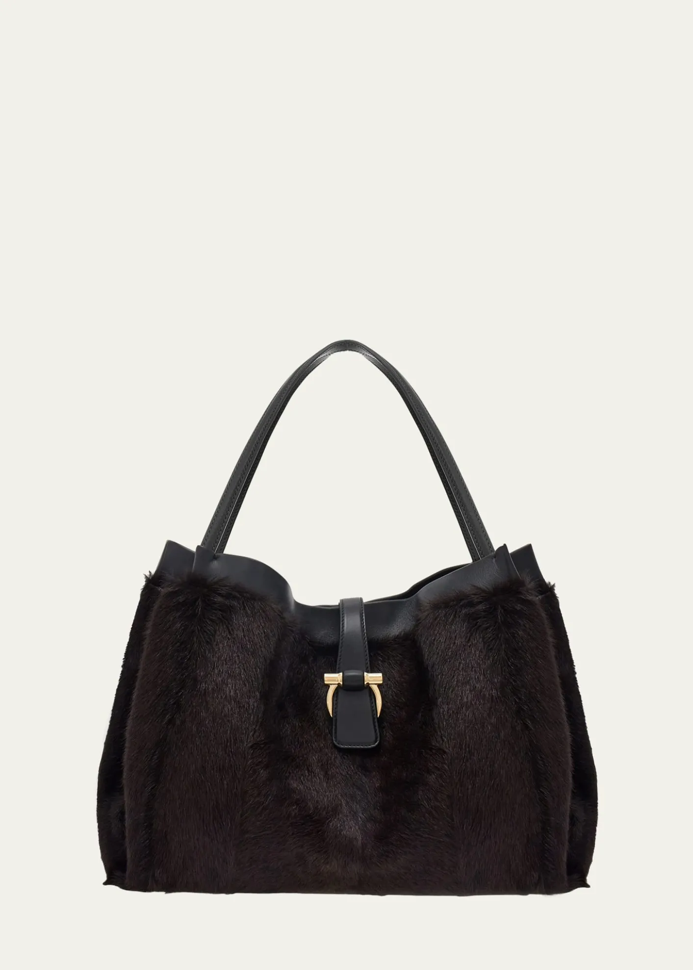 FerragamoLarge Mink-Effect Fur & Leather Tote Bag