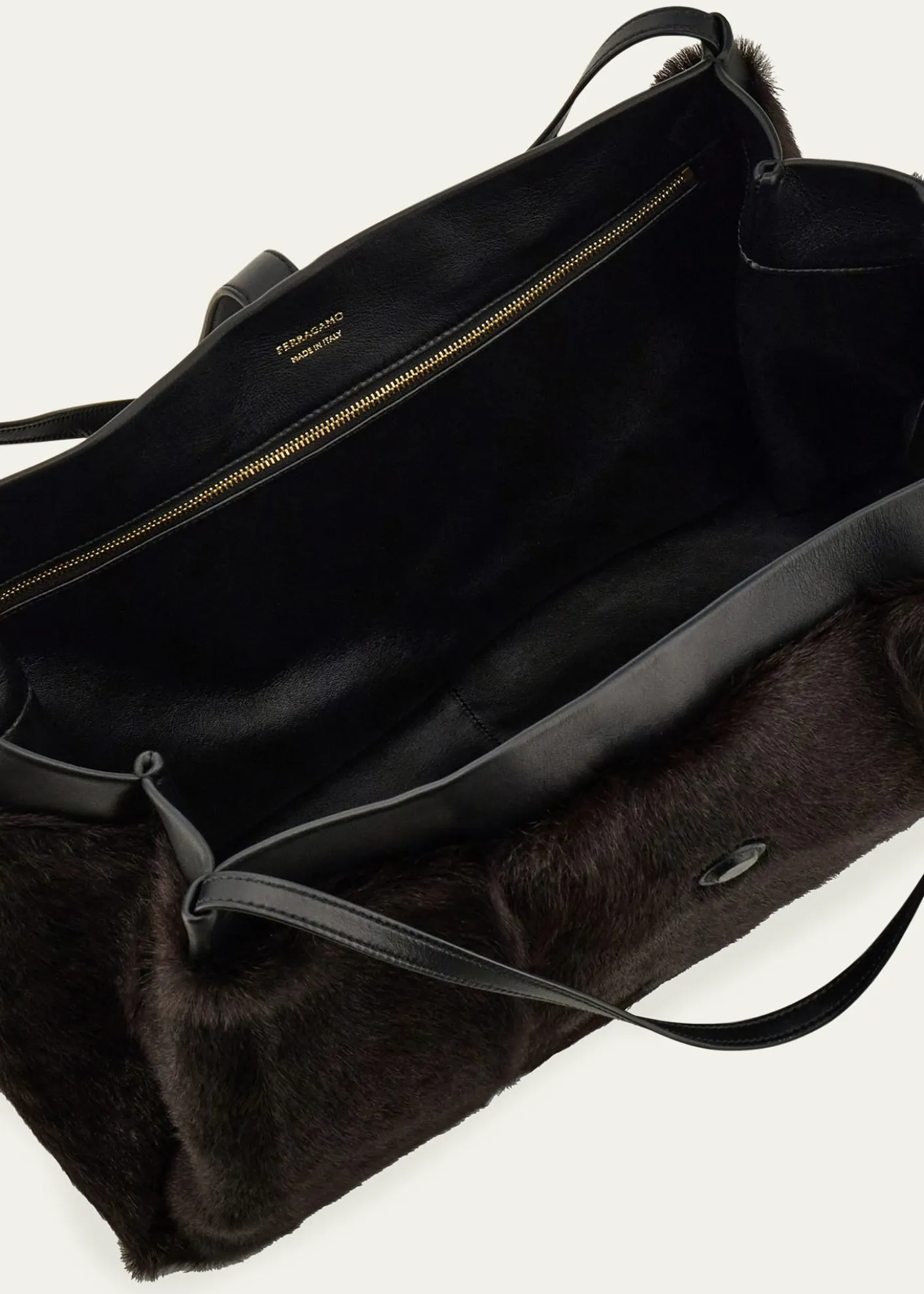 FerragamoLarge Mink-Effect Fur & Leather Tote Bag