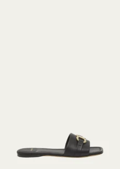 FerragamoLeah Gancini Bit Leather Slide Sandals