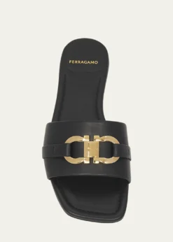 FerragamoLeah Gancini Bit Leather Slide Sandals