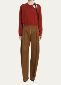FerragamoLeather-Strap Cutout Cashmere Sweater