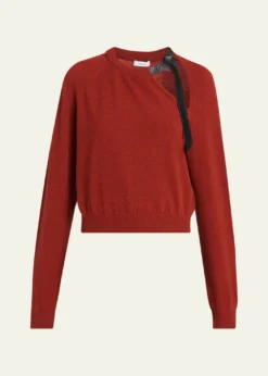 FerragamoLeather-Strap Cutout Cashmere Sweater