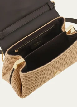 FerragamoLeather-Trim Raffia Crossbody Bag