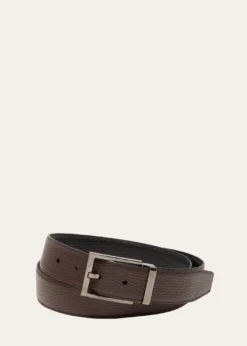 FerragamoMen's Double Adjustable Square-Buckle Leather Belt