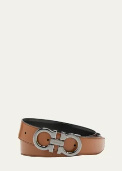 FerragamoMen's Double Adjustable Leather Gancini Belt