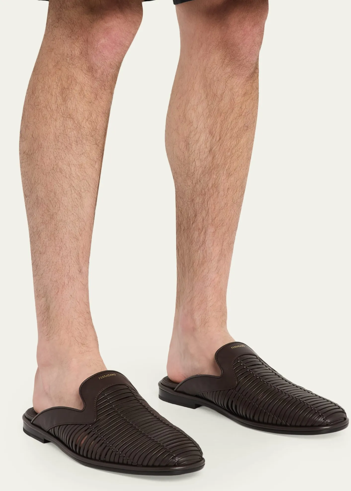 FerragamoMen's Double-Stitched Leather Slide Mules