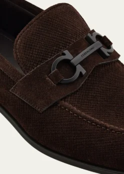 FerragamoMen's Foster Textured Suede Gancini Bit Loafers