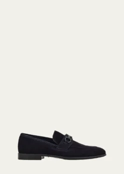 FerragamoMen's Foster Textured Suede Gancini Bit Loafers