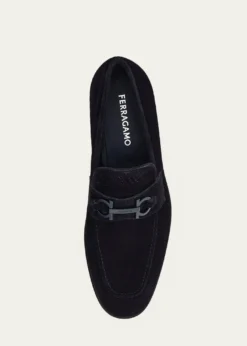 FerragamoMen's Foster Textured Suede Gancini Bit Loafers