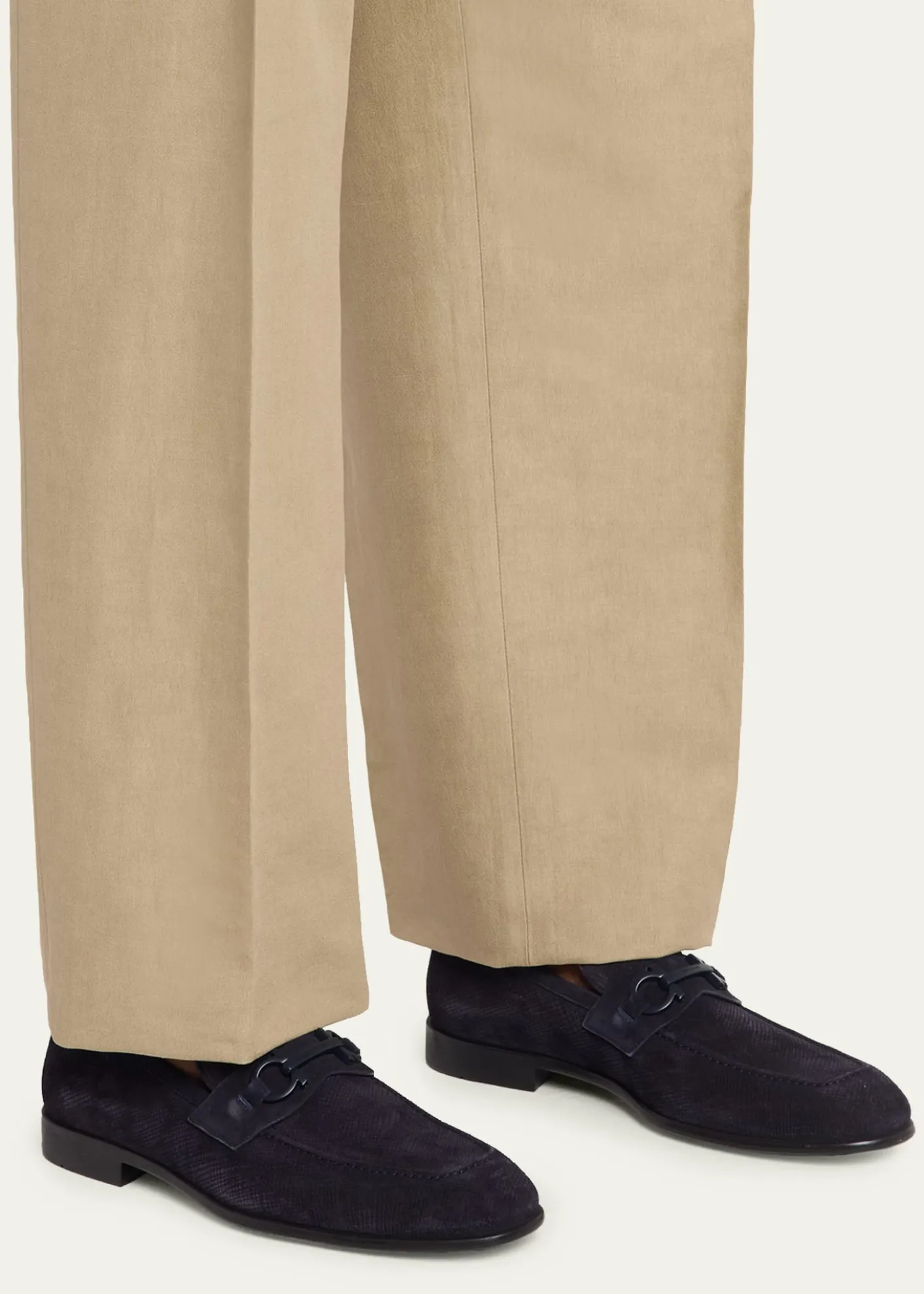 FerragamoMen's Foster Textured Suede Gancini Bit Loafers