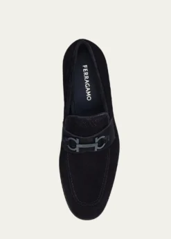 FerragamoMen's Foster Textured Suede Gancini Bit Loafers