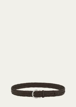 FerragamoMen's Gancini-Buckle Woven Leather Belt