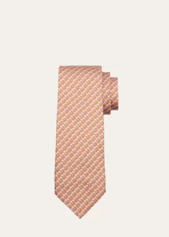 FerragamoMen's Micro-Elephant and Gancio Print Tie
