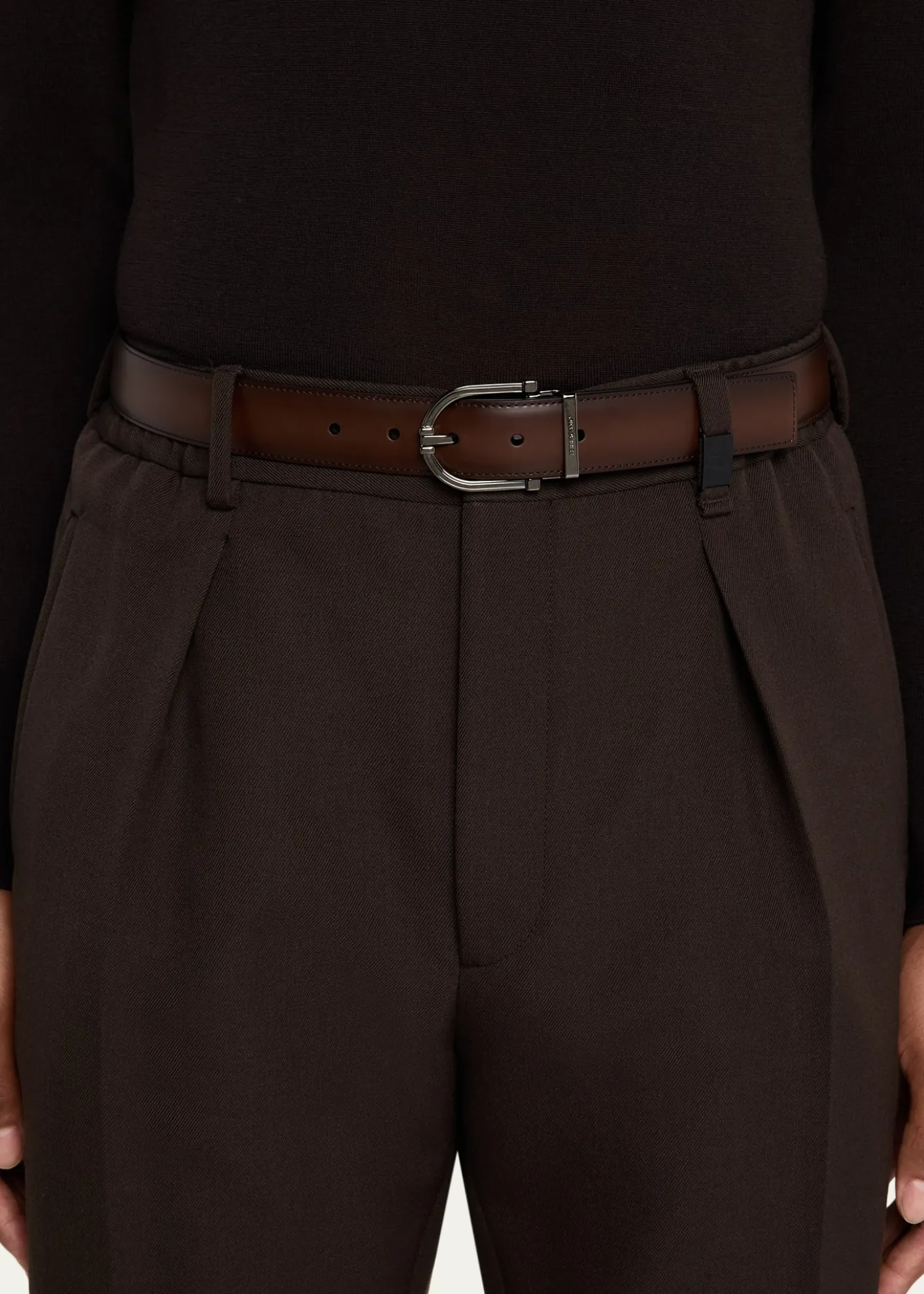 FerragamoMen's Reversible Leather Curve-Buckle Belt