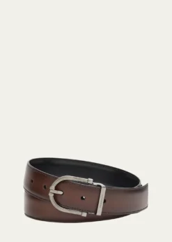FerragamoMen's Reversible Leather Curve-Buckle Belt