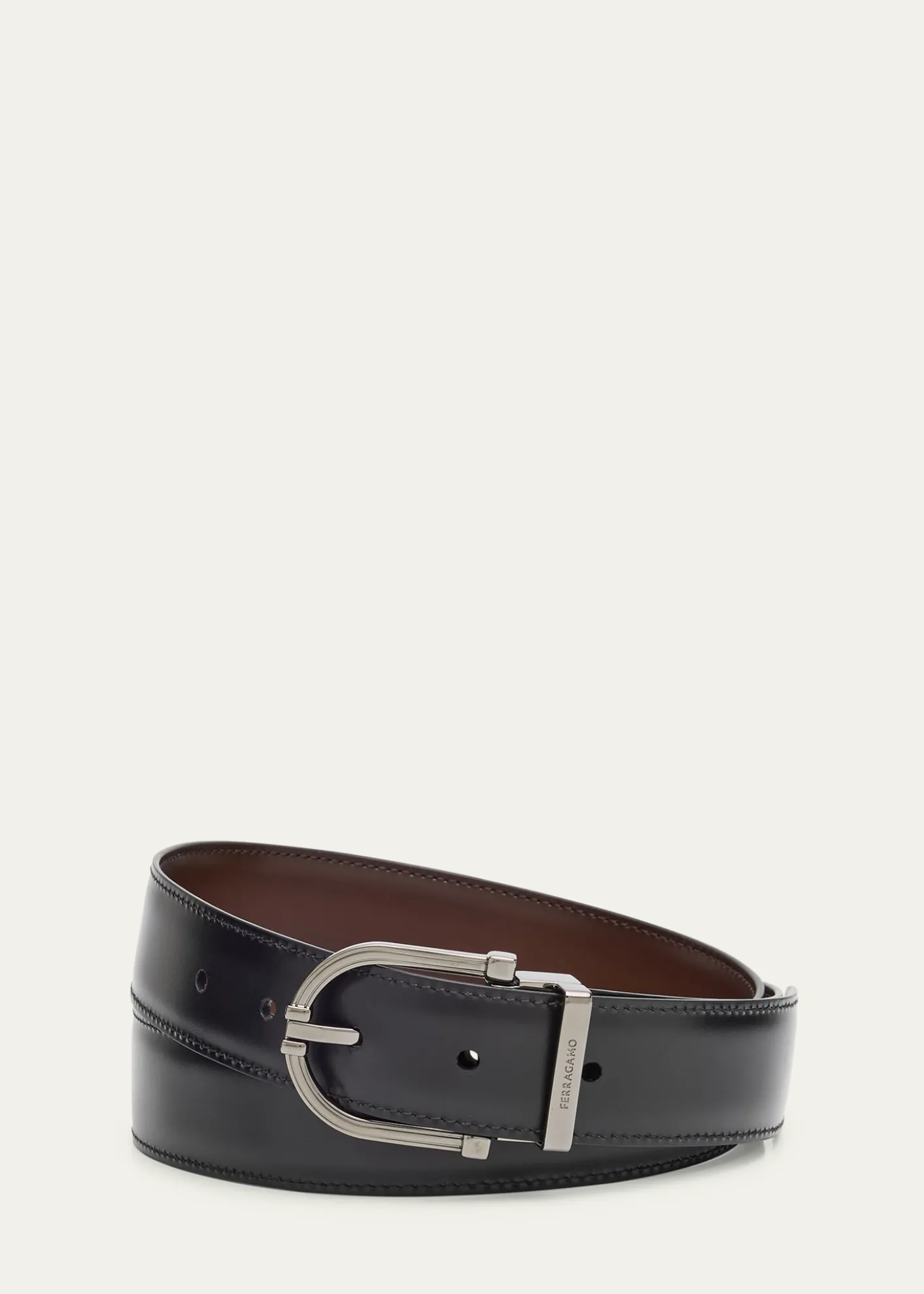 FerragamoMen's Reversible Leather Curve-Buckle Belt