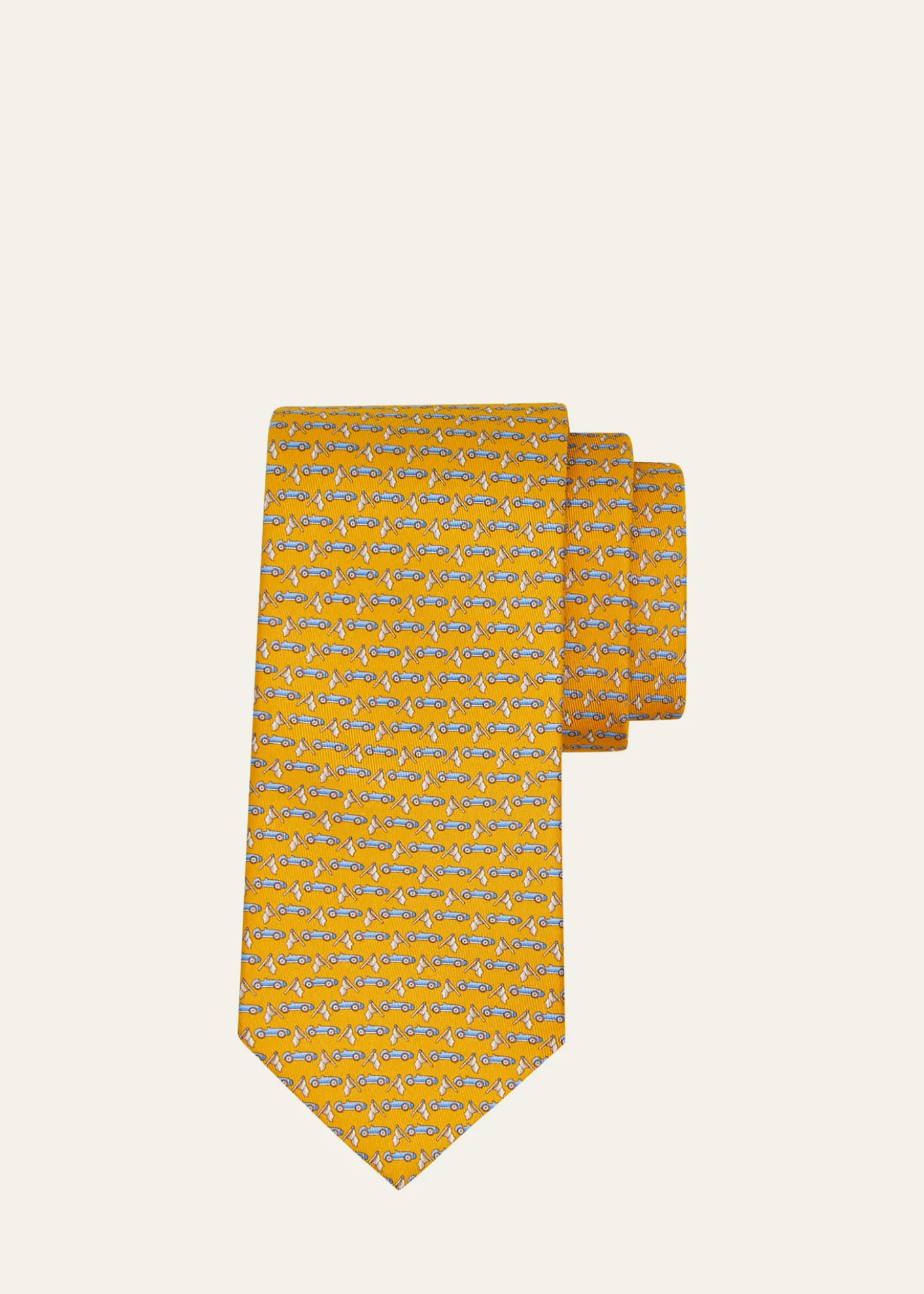 FerragamoMen's Sports Car and Flag Silk Tie