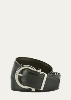 FerragamoMen's Stamped Leather Gancio Buckle Belt