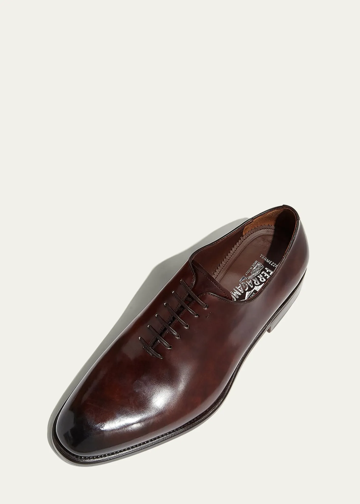 FerragamoMen's Angiolo Tramezza Whole-Cut Leather Lace-Up Shoes