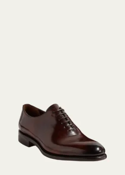 FerragamoMen's Angiolo Tramezza Whole-Cut Leather Lace-Up Shoes