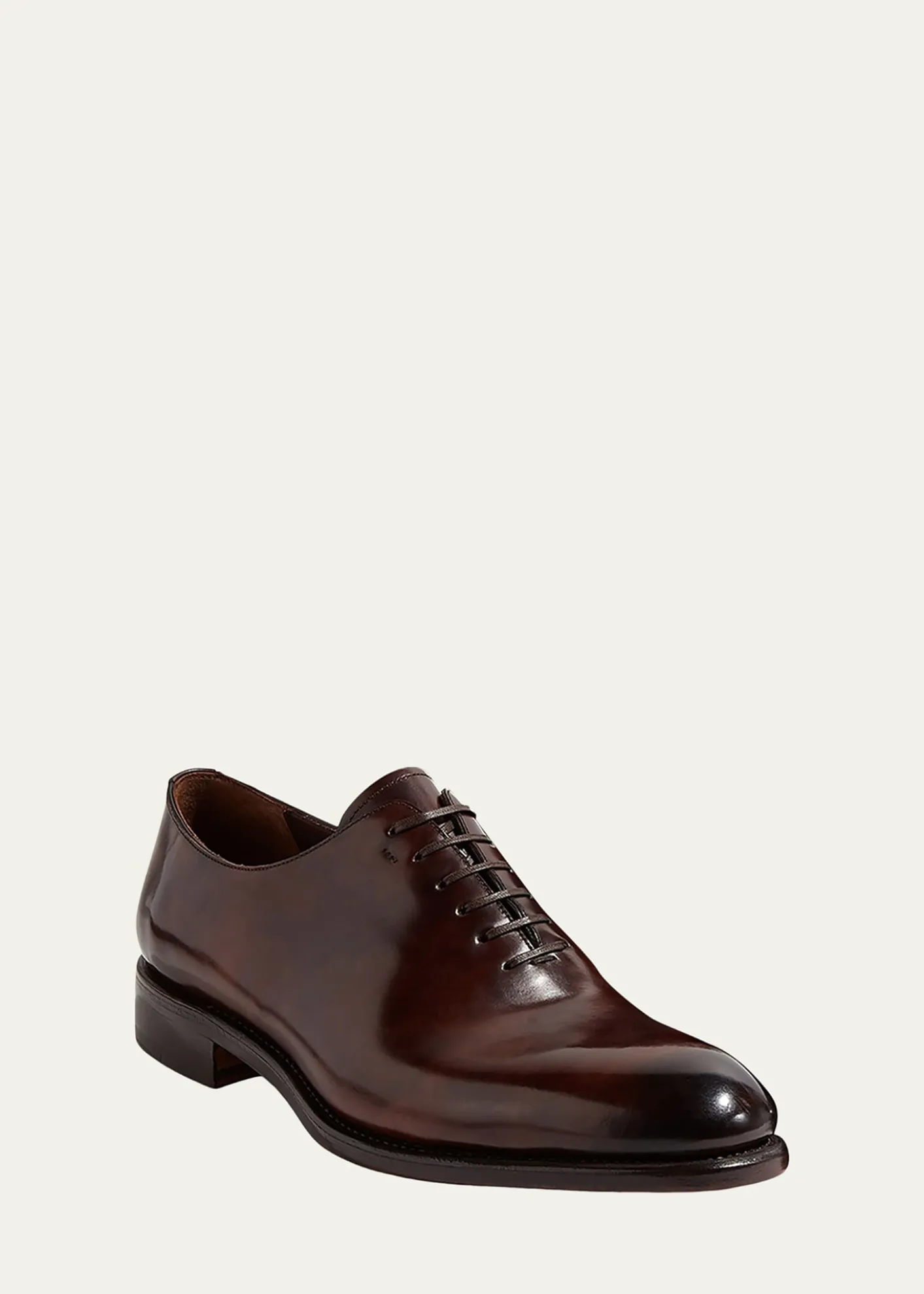 FerragamoMen's Angiolo Tramezza Whole-Cut Leather Lace-Up Shoes