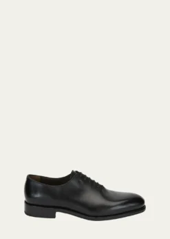FerragamoMen's Angiolo Tramezza Whole-Cut Leather Lace-Up Shoes